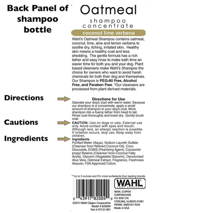 Oatmeal Dog Shampoo Concentrate, Coconut Lim Verbena - Model 820004A