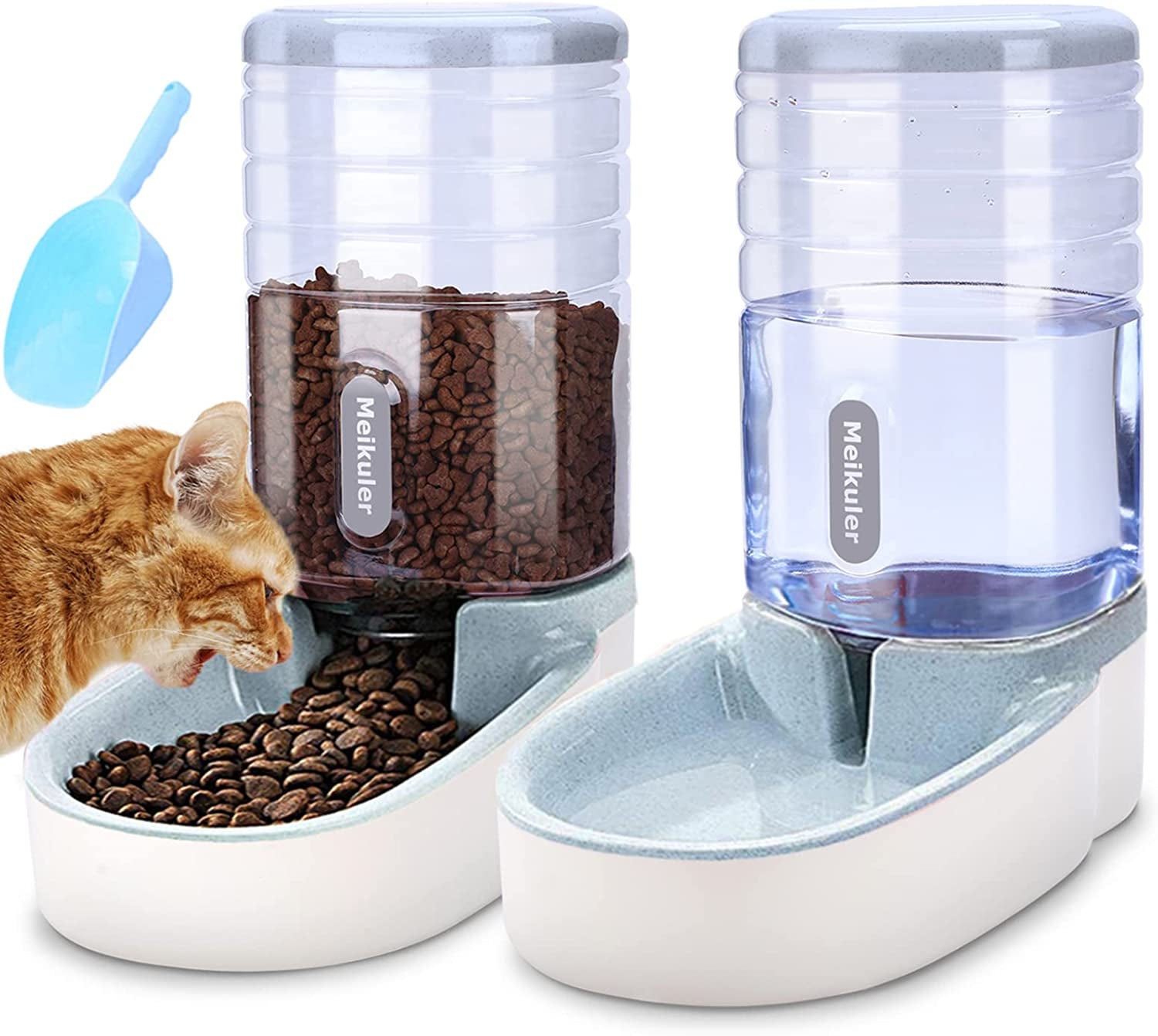 Pets Auto Feeder 3.8L,Food Feeder and Water Dispenser Set for Small & Big Dogs Cats and Pets Animals (Grey)